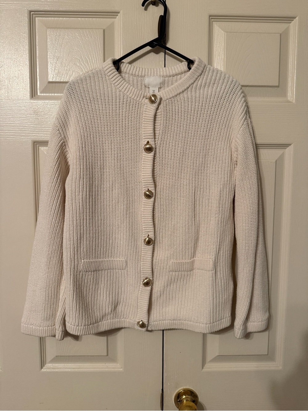 H&M Cream Knit Button-Front Cardigan with Gold Buttons